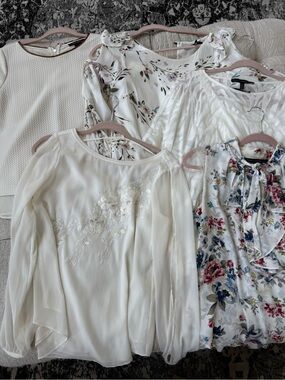 White House Black Market Cream & Floral Mixed Blouse Collection